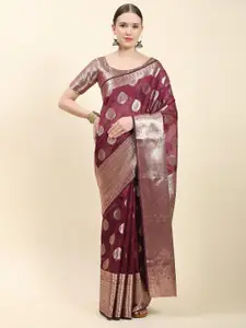ALAGINI Paisley Woven Design Zari Silk Blend Ready to Wear Banarasi Saree