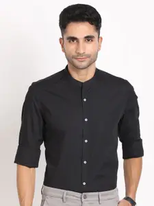 Turtle Band Collar Long Sleeves Classic Slim Fit Cotton Formal Shirt