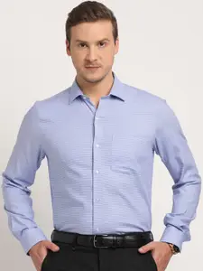 Turtle Slim Fit Checked Spread Collar Long Sleeves Cotton Formal Shirt