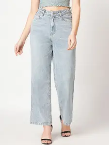 Kraus Jeans Women Wide Leg High Rise Heavy Fade Clean Look Pure Cotton Jeans