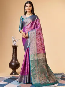 ALAGINI Woven Design Zari Silk Blend Banarasi Saree