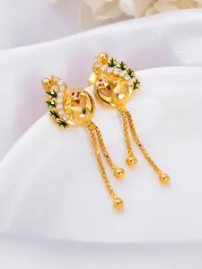 Zavya Gold-Plated 925 Pure Sterling Silver Cubic Zirconia Studded Drop Earrings