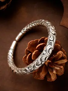 SJ SHUBHAM JEWELLERS 925 Pure Silver Rhodium-Plated Kada Bracelet