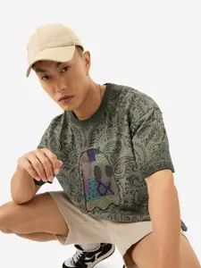 The Souled Store Round Neck Short Sleeves Printed Cotton T-shirt