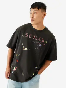 The Souled Store Typography Printed Oversized Cotton T-shirt