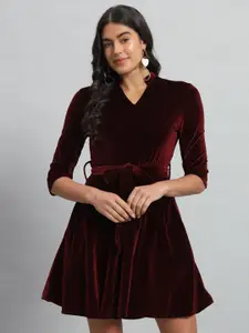 VAARARO Velvet Fit & Flare Dress