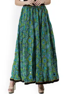 Exotic India Printed Pure Cotton Maxi Skirts