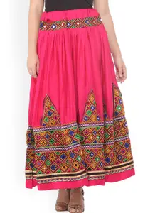 Exotic India Exotic Embroidered Pure Cotton A-Line Maxi Skirts