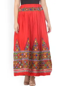 Exotic India Pure Cotton A-line Maxi Skirt