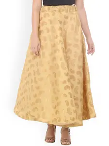 Exotic India Paisley Zari Woven A-Line Ethnic Maxi Skirt