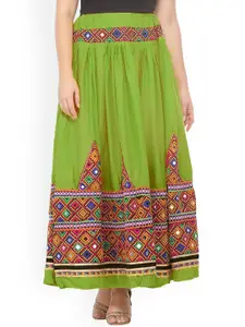 Exotic India Embroidered Pure Cotton Maxi Skirts