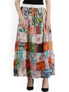 Exotic India Women Printed Pure Cotton A-Line Maxi Skirt