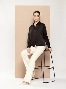 her by invictus Cuffed Sleeves Casual Shirt with Satin Finish