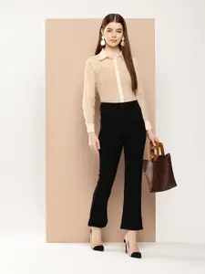 her by invictus Self Design Sheer Casual Shirt