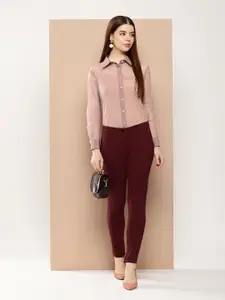 her by invictus Self Design Sheer Casual Shirt