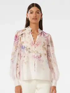 Forever New Floral Print Mandarin Collar Shirt Style Top