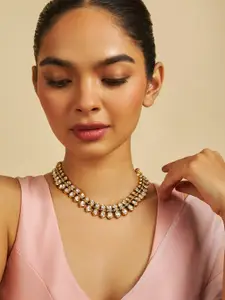 Kushal's Fashion Jewellery Embellished Bridal  Gold-Plated Kundan Necklace