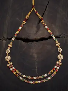 Kushal's Fashion Jewellery Gold-Plated 92.5 Pure Silver Navaratna Necklace