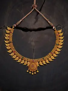 Kushal's Fashion Jewellery Embellished Bridal Gold-Plated 92.5 Pure Silver Temple Necklace