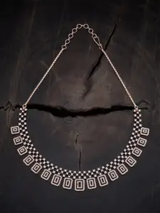 Kushal's Fashion Jewellery Rose Gold-Plated Cubic Zirconia Studded Necklace