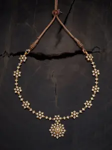 Kushal's Fashion Jewellery Embellished Bridal 92.5 Pure Silver Gold-Plated Temple Necklace