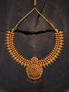 Kushal's Fashion Jewellery 925 Silver Gold-Plated Temple Necklace