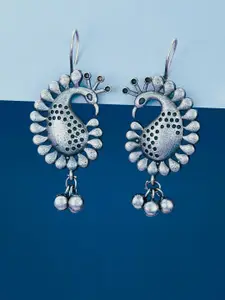 ATIBELLE German Silver Silver-Plated Paisley Shaped Drop Earrings