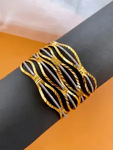 ATIBELLE Set Of 4 Gold Plated Stones Studded Bangles