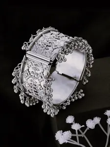 ATIBELLE Silver-Plated Stone-Studded Bangle