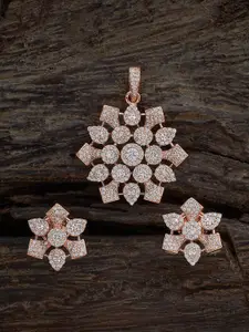 Kushal's Fashion Jewellery Mint Rhodium Gold-Embellished Bridal Party Zircon Pendant Set