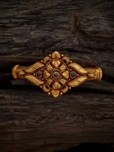 Kushal's Fashion Jewellery Gold-Plated 92.5 Pure Silver Ruby Temple Bangle Pendant