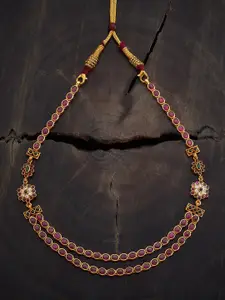 Kushal's Fashion Jewellery Embellished Bridal 92.5 Pure Silver Gold-Plated Temple Necklace