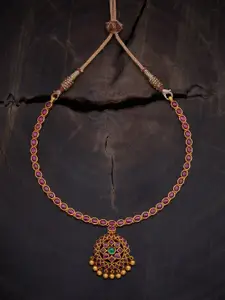 Kushal's Fashion Jewellery  925 Pure Silver Gold-Plated Temple Necklace