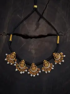 Kushal's Fashion Jewellery Embellished Bridal 92.5 Silver Gold-Plated Temple Necklace