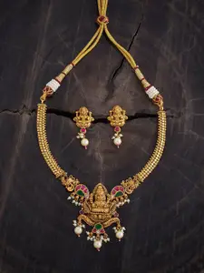 Kushal's Fashion Jewellery Gold Plated Artificial Beads Beaded Necklace & Earrings