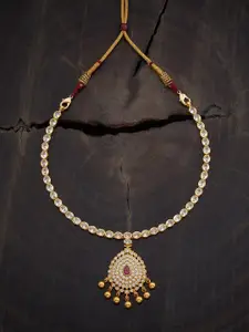 Kushal's Fashion Jewellery Embellished Bridal 92.5 Pure Silver Gold-Plated Temple Necklace
