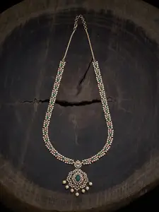 Kushal's Fashion Jewellery Gold-Plated Cubic Zirconia Stone Studded Copper Necklace