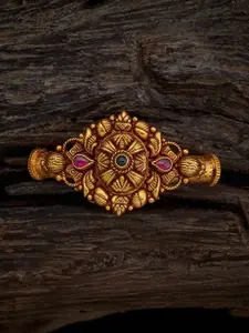 Kushal's Fashion Jewellery Gold-Plated 92.5 Pure Silver Ruby Temple Bangle Pendant