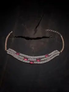 Kushal's Fashion Jewellery Rose Gold-Plated Cubic Zirconia Studded Necklace