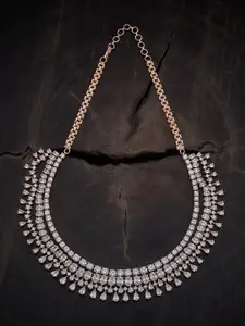 Kushal's Fashion Jewellery Copper Rose Gold-Plated Cubic Zirconia Statement Necklace