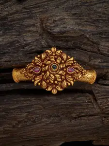 Kushal's Fashion Jewellery Gold-Plated 92.5 Pure Silver Ruby Temple Bangle Pendant