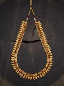 Kushal's Fashion Jewellery Embellished Bridal 92.5 Silver Gold-Plated Temple Necklace