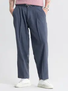 Snitch Men Smart Mid-Rise Cotton Tapered Fit Trousers