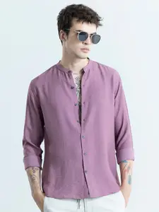Snitch Classic Slim Fit Mandarin Collar Long Sleeves Cotton Casual Shirt