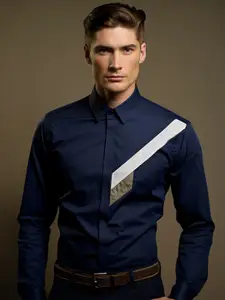 HE SPOKE Smart Spread CollarTailored Fit Cotton Semi formal Shirt