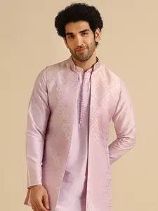 KISAH Woven Design Longline Nehru Jacket