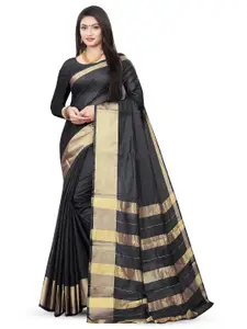 DIVASTRI Striped Woven Design Pure Cotton Banarasi Zari Saree