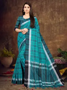 DIVASTRI Striped Pure Cotton Banarasi Zari Saree