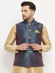 VASTRAMAY Woven Design Slim Fit Nehru Jacket