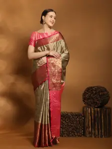 DIVASTRI Ethnic Motifs Woven Design Pure Silk Banarasi Zari Saree